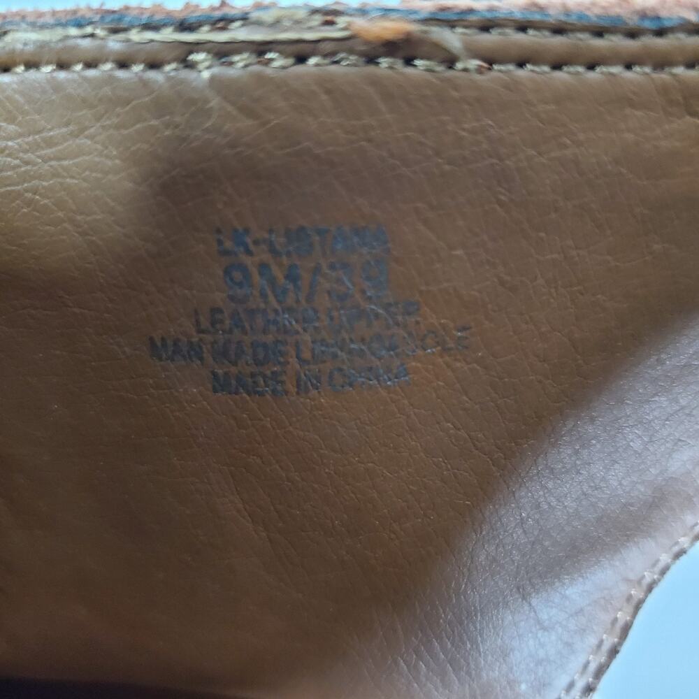Lucky Brand Women's S 9M Listana Suede Embroidered Peep Toe Burnt Orange Booties - Picture 12 of 13